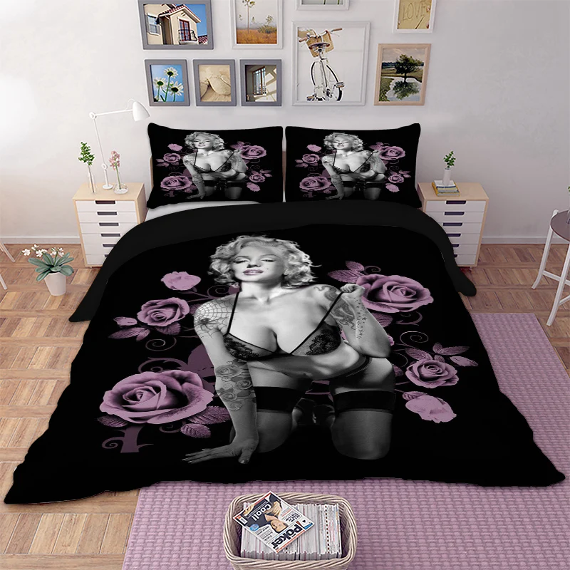 Мэрилин Монро пододеяльник наволочки Твин Полный Королева Король супер King Размер секс богиня постельное белье кровати линии 3D постельные принадлежности набор