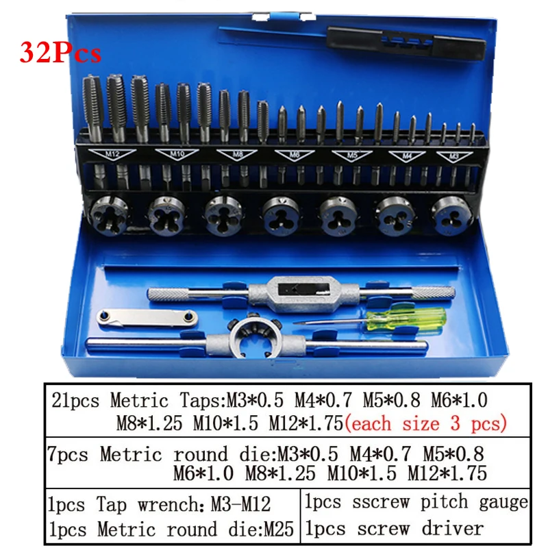 Резьбовая Метрическая резьба, Метчики и штамповочный ключ, набор, используемый для электрических инструментов для обработки моделей, ручная работа, сделай сам