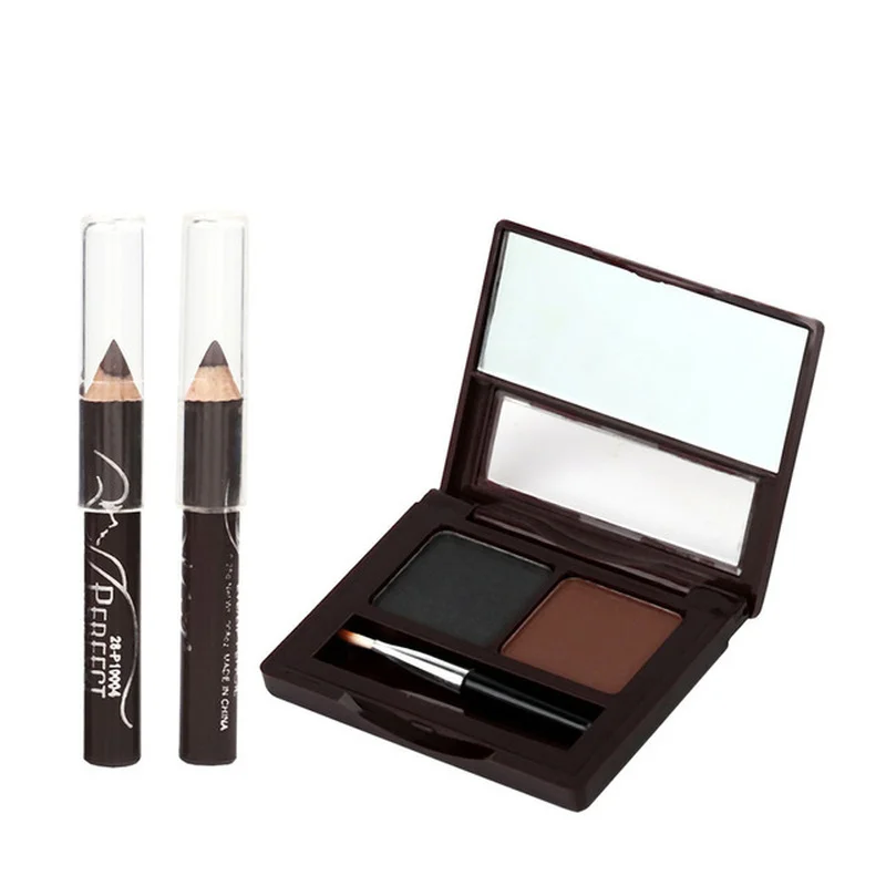 

Two-color Eyebrow powder Makeup Cream Shadow Eyebrow brush + two-color eyeliner Kit Eyebrows Powder Makeup Kit Mirror Box