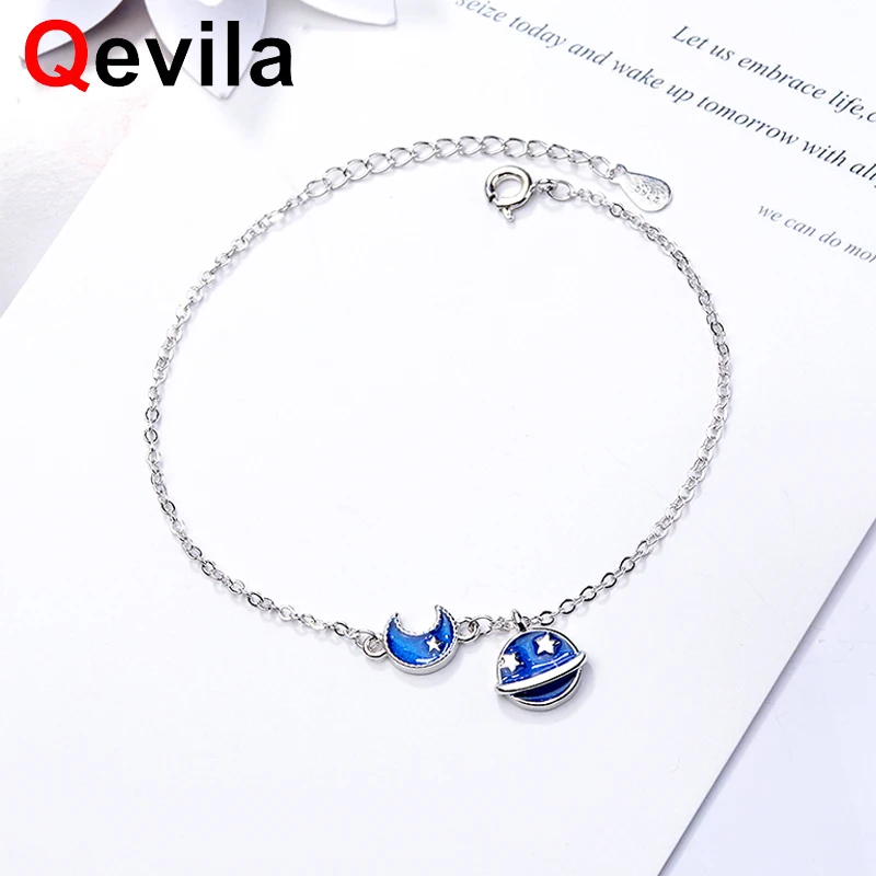 

Qevila New S925 Glitter Deer Sky Moon Star Van Gogh's Enamel Silver Chain Bracelet for Women Bracelets Jewelry Gift Dropshipping