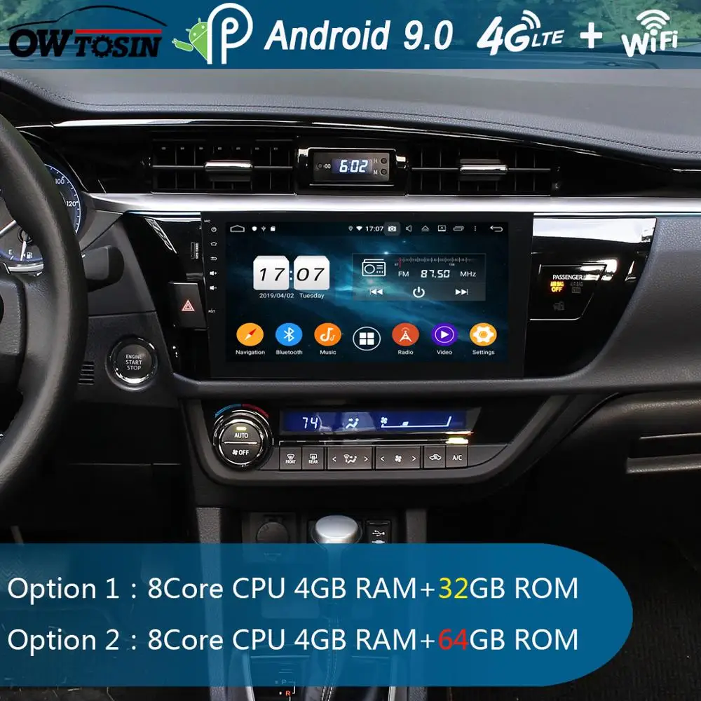 Discount 10.1" IPS 8Core 4G+64G Android 9.0 Car Multimedia Player GPS Radio For Toyota Corolla Levin E170 E180 2014 2015 2016 2017 Parrot 1