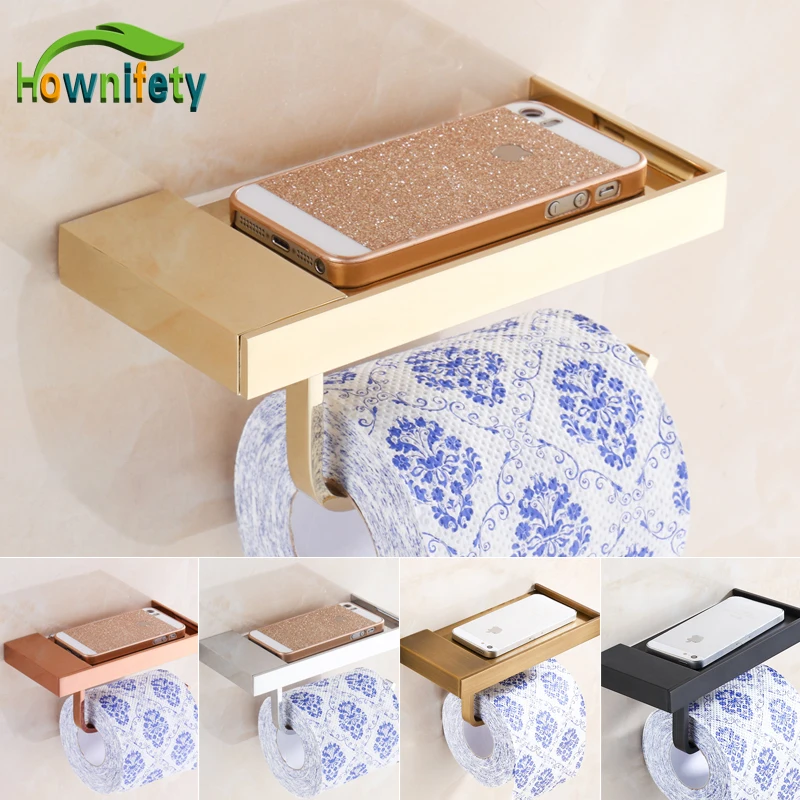 Solid Brass Bathroom Toilet Paper Holder Lavatory Roll Paper Tissue Rack with Phone Holder Solid Brass Bathroom Toilet Paper Holder Lavatory Roll Paper Tissue Rack with Phone Holder