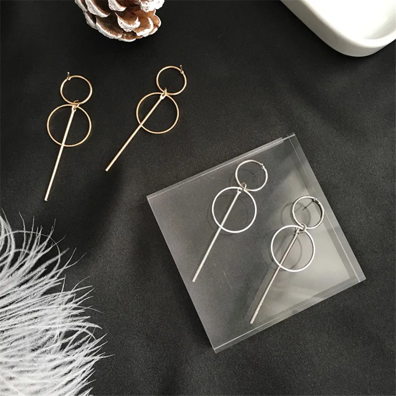

Simple Fashion Gold/Silver Big and Small Circle Stud Earrings 2019 Women's Earring Trend Temperament Female Jewelry Accessories