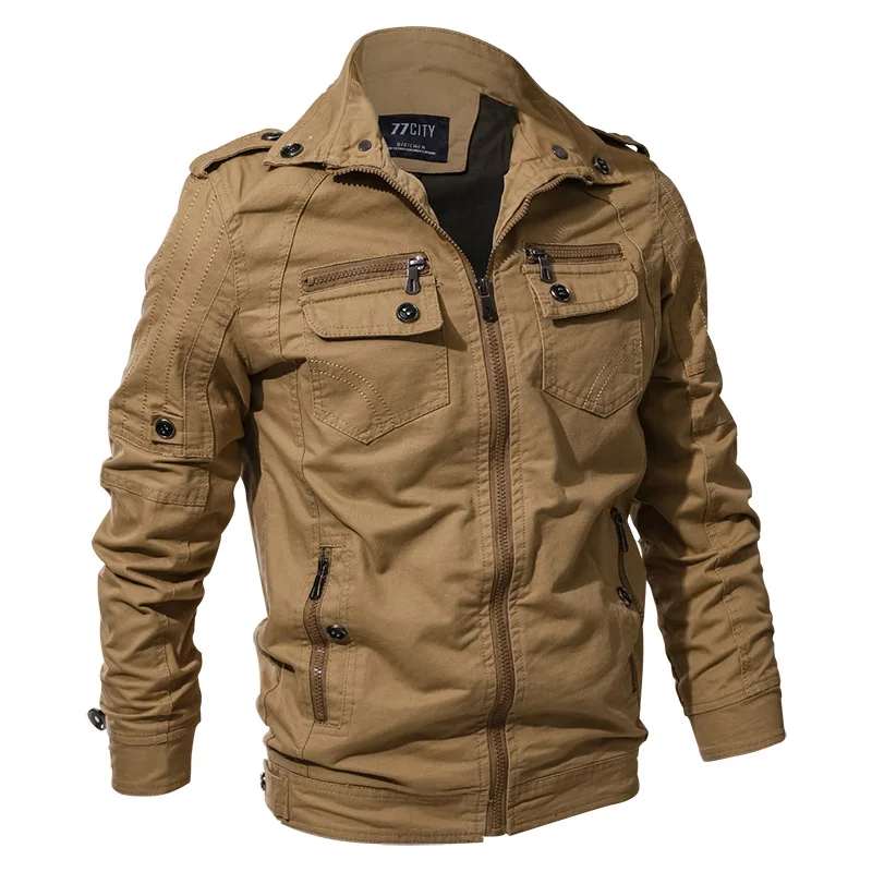 Refire gear мужская куртка в стиле милитари, весенняя куртка пилота ВВС, тактическая Куртка карго, мужская повседневная Осенняя хлопковая куртка-бомбер, пальто - Цвет: Khaki