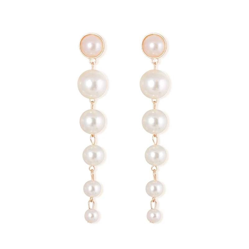 

New Artificial Pearl Personality Simple Crystal Tassel Fashion Earrings Geometry Drop Earring For Women Atmospheric Earrings