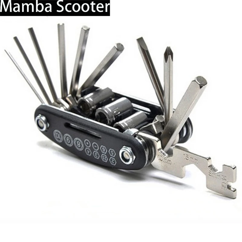 16 in 1 Multi Function Tool Bike Bicycle Mechanic Repair Tool Kit 4 inch Wrench