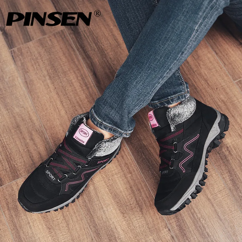 

PINSEN Women Winter Snow Boots Shoes Krasovki Warm Plush Inside Platform Rubber Sole Ankle Boots Female Bottines Femme for Women