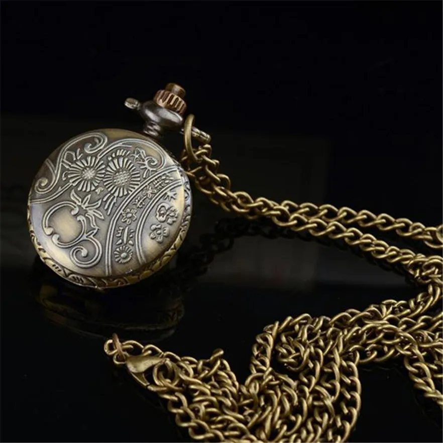 New Arrive Bronze Tone Necklace Chain Butterfly Quartz Watch For women