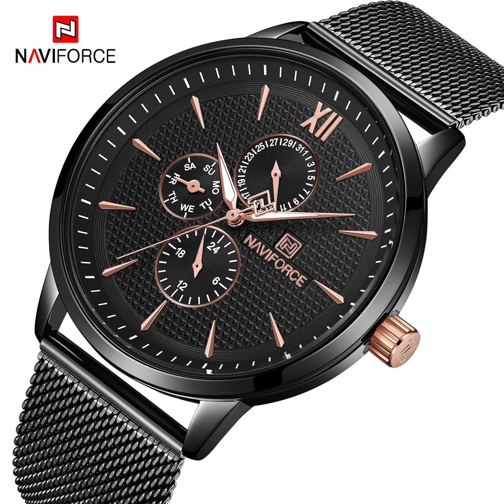 

NAVIFORCE Fashion Mens Watches Top Brand Luxury Waterproof Analog Quartz Watch Men Stainless Steel Military Sport Wrist Watch