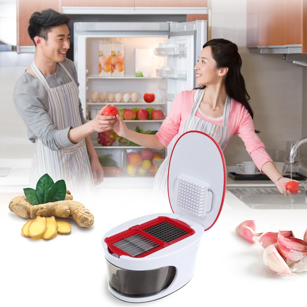 

New Arrival Multi-Functional Manual Food Processors Garlic Presser Ginger Slicer Stainless Steel Blades
