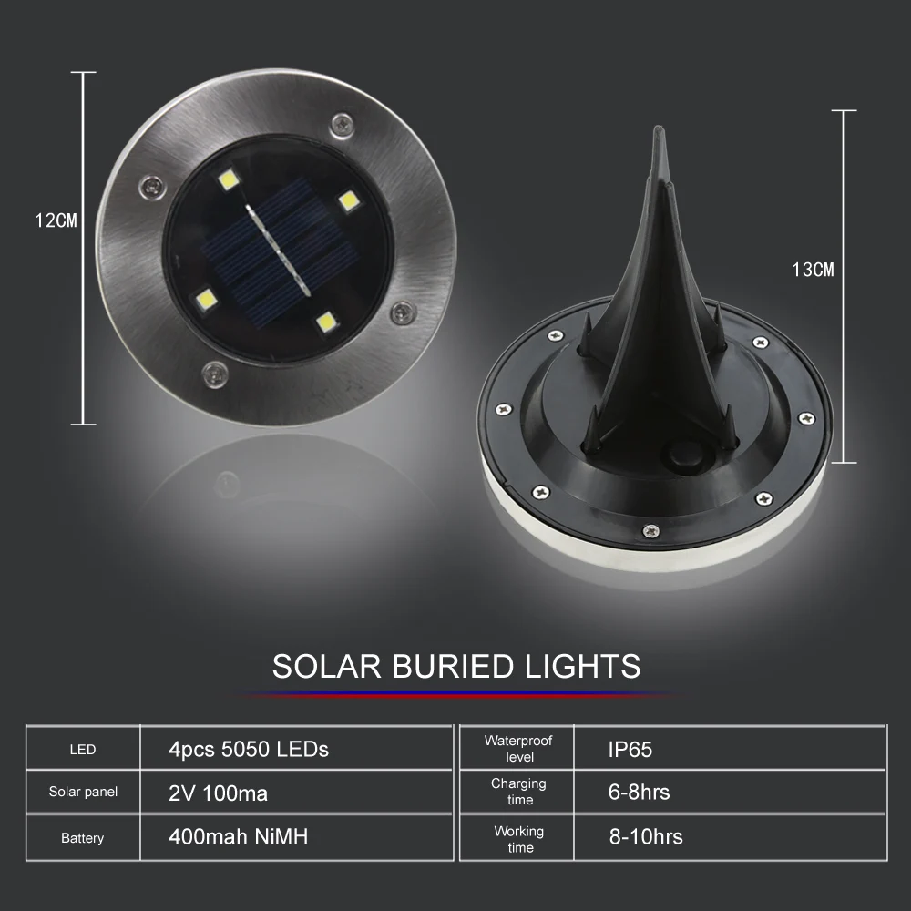 4 шт. светодиодный уличный солнечный 3 светодиодный s погребенные лампы светодиодный сад Солнечный свет для газона питание подземные огни белый и теплый белый