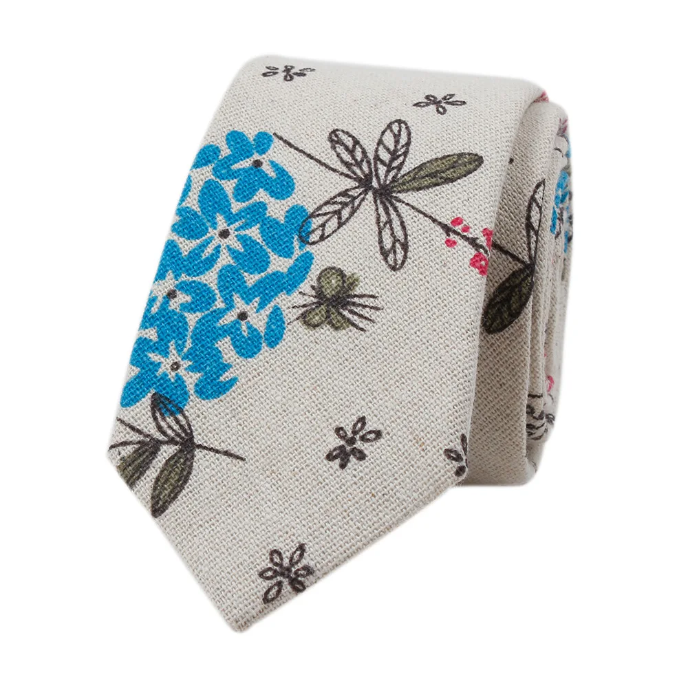 Veektie модные галстуки цветочные 6 см тонкие галстуки для мужчин хлопок-лен Свадебная вечеринка бренд тонкий галстук мультфильм Повседневная тяга - Цвет: 210196