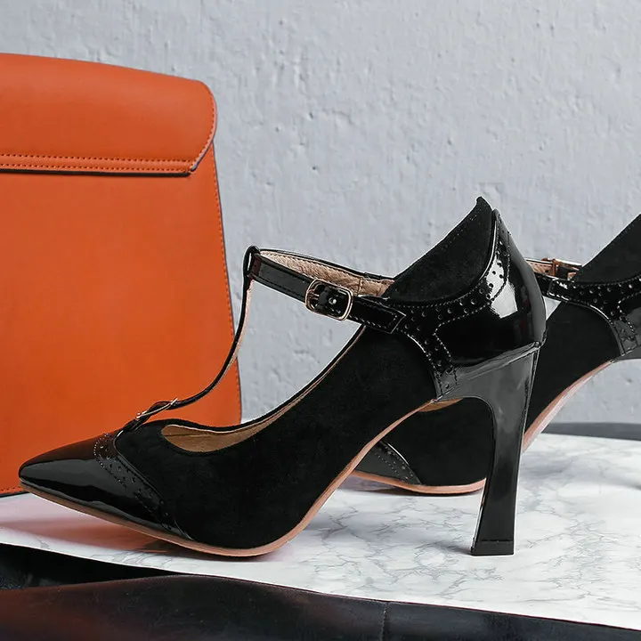 Новинка; женские туфли-лодочки с острым носком на тонком высоком каблуке; модные вечерние туфли на высоких каблуках с пряжкой; цвет черный, красный, бежевый