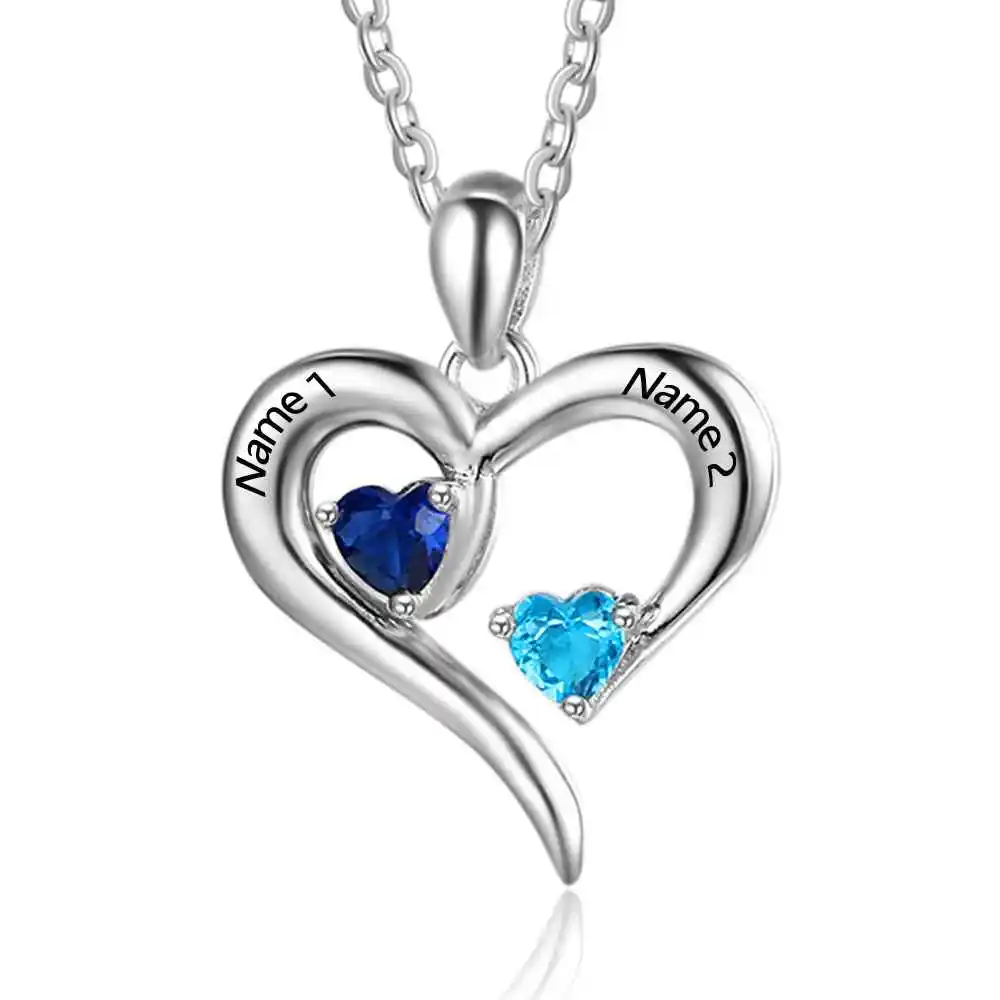 

2017 New Personalized Engrave Pendants Birthstone Heart Shape Pendants 925 Sterling Silver Necklaces & Pendants For Women