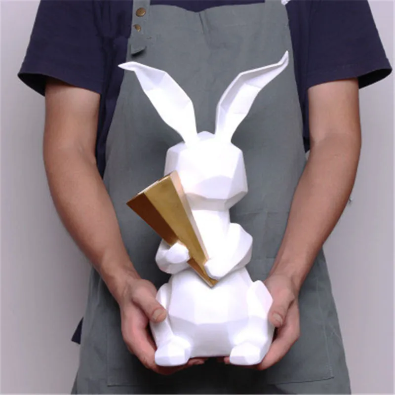  Modern Simple Origami Geometry Rabbit Resin Pencil Vase Creative Bedroom Flower Arrangement Vase Or - 4000004318016