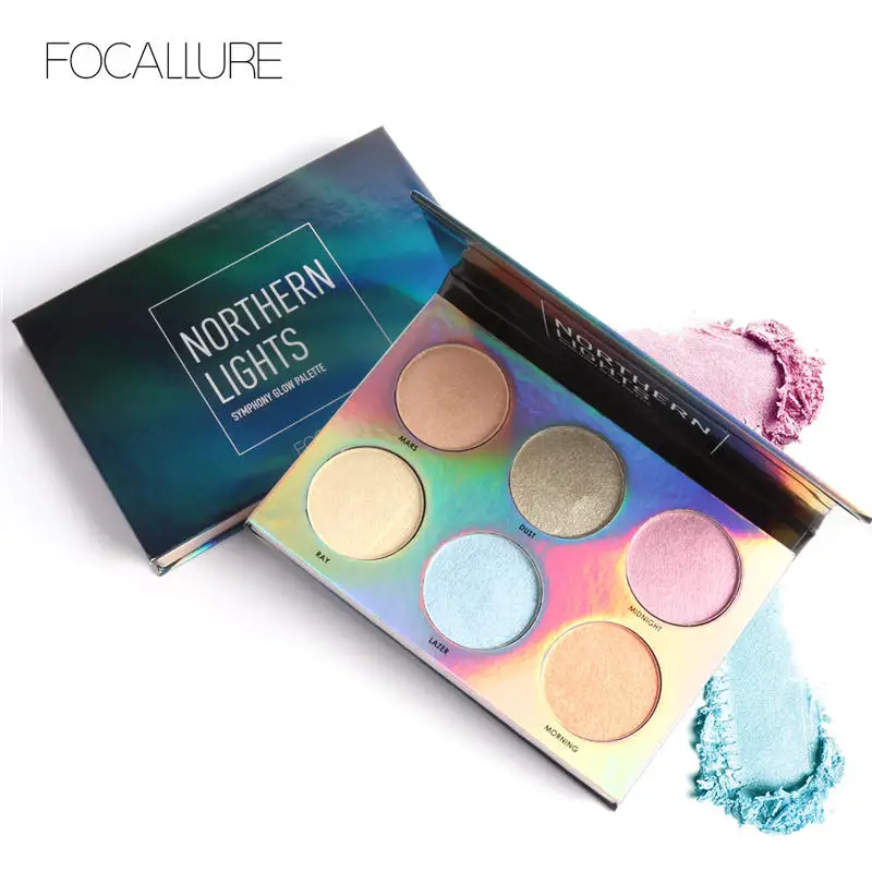 FOCALLURE Northern Lights Symphony Glow Palette Rainbow Makeup Glitter