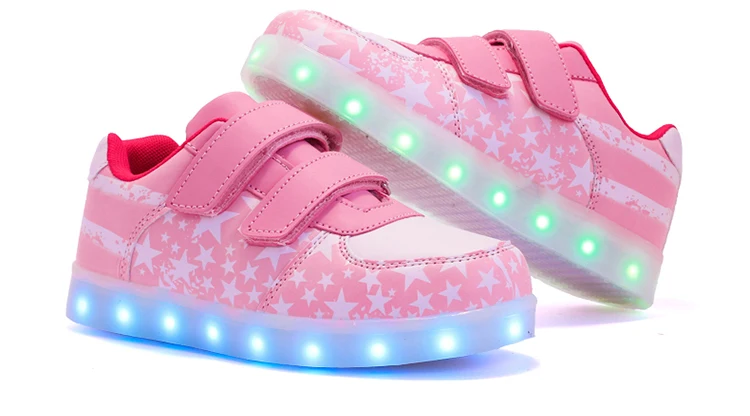 Синий Розовый новые детские светящиеся кроссовки обувь со светящимися вставками для мальчиков и девочек мода свет Повседневное дети 7