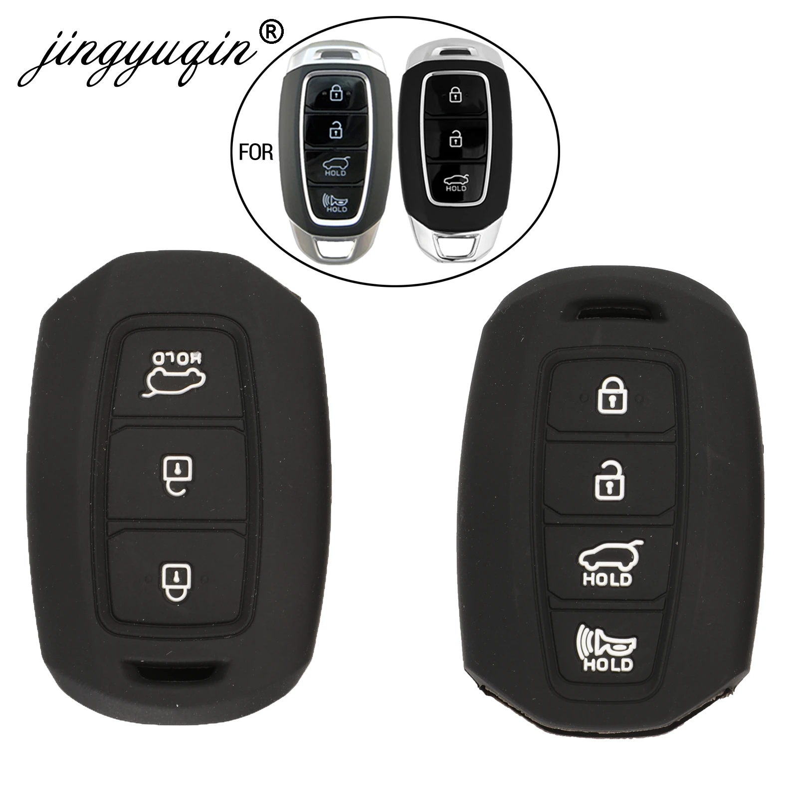 

jingyuqin Silicone Car Remote Key Fob Case Cover For Hyundai i30 i35 i40 Azera Elantra Solaris Grandeur Ig Accent Santa Fe 2018-