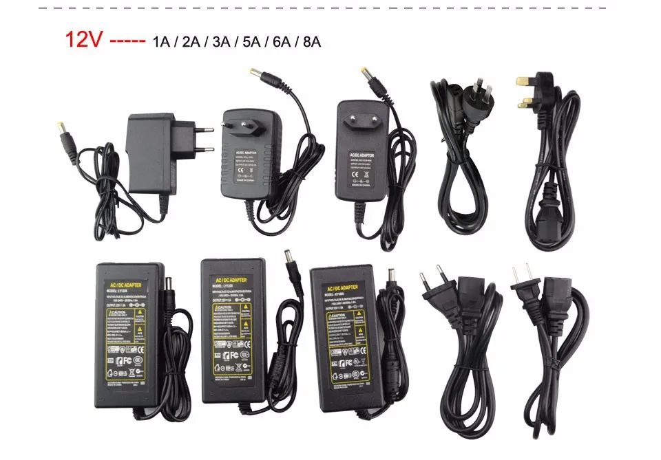 Светодиодный Питание адаптер 5 В, 12 В, 24 В постоянного тока, 2A 3A 5A 7A 8A 10A для 5 В, 12 В, 24 В постоянного тока, светодиодный свет прокладки