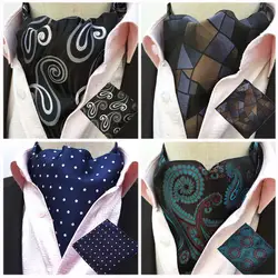 Для мужчин классический горошек Пейсли галстук Ascot платок Pocket Square Set BWTHZ0518