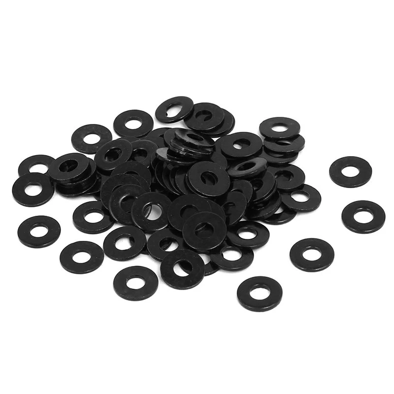 M4 x 10mm x 1mm Black nylon Plated Flat Washers Spacers Fastener 100PCS