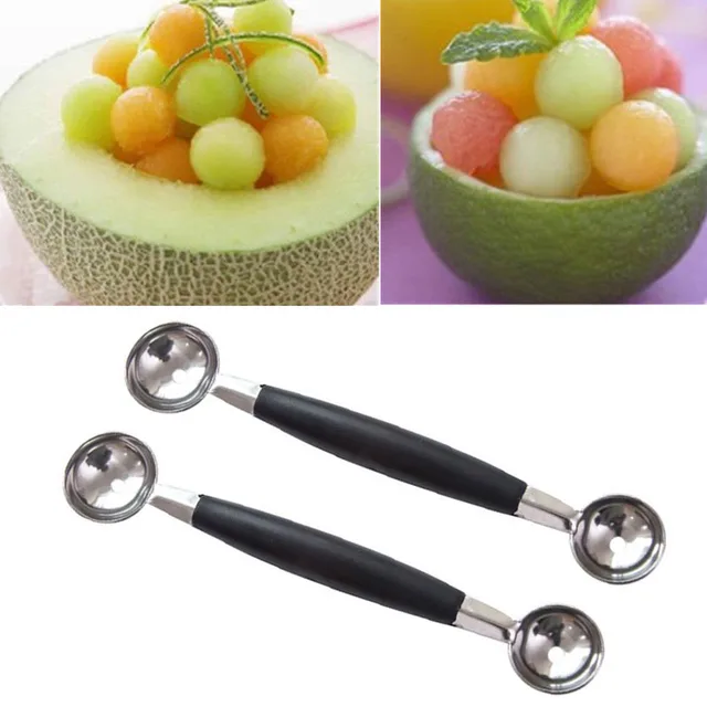Hot Stainless Steel Dual Double end Melon Baller Scoop Fruit Spoon Ice
