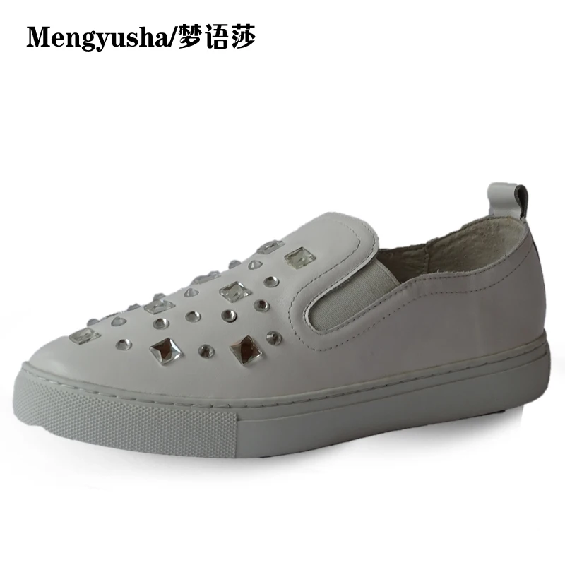 

MengyushaStar Style Crystal Shoes Women Lazy Pedal Thick Bottom Shoes Loafer Shoes Soft Leather Rhinestone Flat Platform Shoes