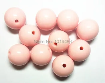

(choose size) 6mm/8mm/10mm/12mm/14mm/16mm/18mm soft pink color Gumball Bubblegum Acrylic Solid Beads for Necklace Jewelry
