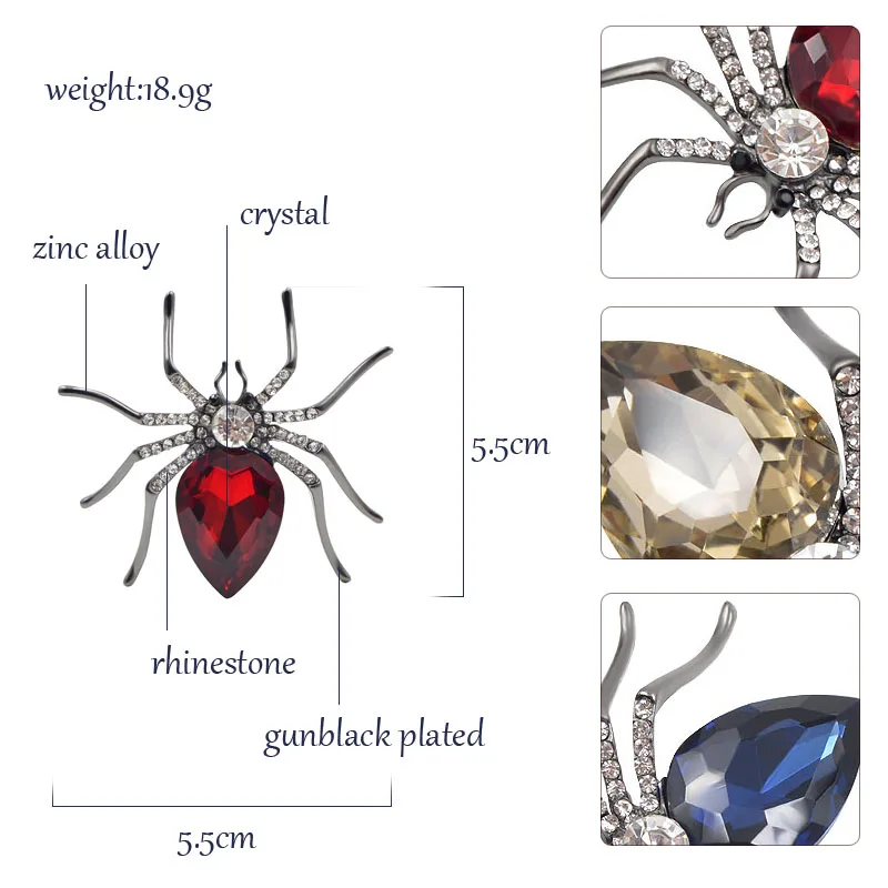 CINDY XIANG 3 цвета на выбор хрустальные броши пауки для женщин Мода пистолет-черное покрытие насекомое Брошь булавка изысканное ювелирное изделие подарок