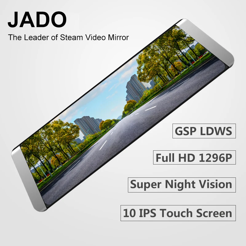 

JADO D800 Car Dvr Stream Rearview Mirror Camera LDWS GPS Track 10 IPS Touch Screen Full HD 1080P Car Dvrs Recorder Dash cam