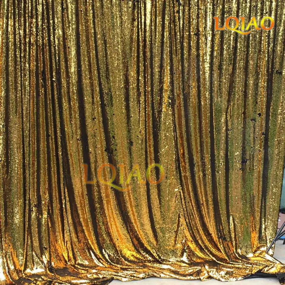 

LQIAO 8ftx8ft Reversible Sequin Backdrop Gold and Black Mermaid Fish Scale Sequin Curtain for Wedding Photo Booth Decoration