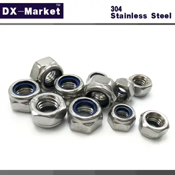 

m10 , 50pcs , 304 Stainless Steel hex nylon insert lock nut , Metric thread High quality nut manufacturer ,B005