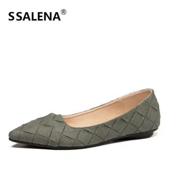 

Women Gingham Pointed Toe Moccasins Flats Female Comfortable Summer Flats Slip-On Hand-Sewing Casual Shoes AA11731