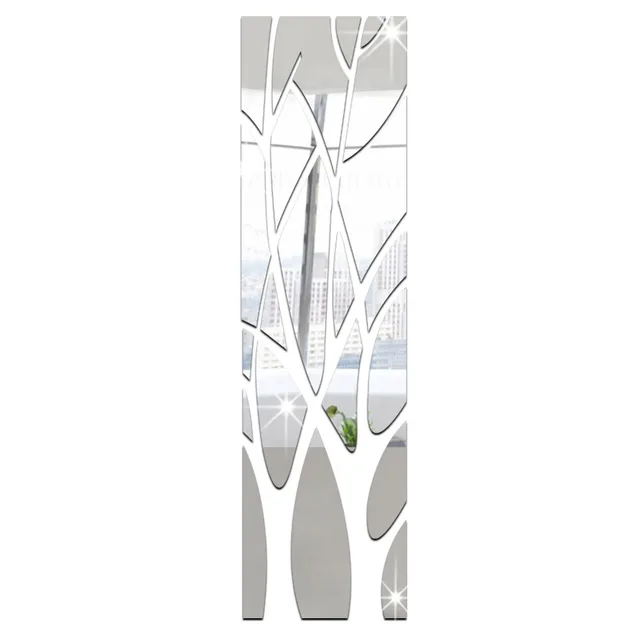 Acrylic Mirror Wall Stickers Tree Shape 11.56x53.14inch 3D DIY Wall