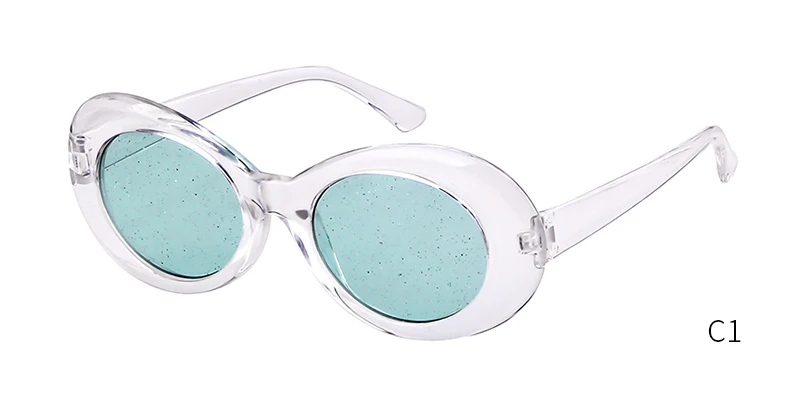 Новинка, Kurt Cobain, солнцезащитные очки для мужчин и женщин, фирменный дизайн,, Ретро стиль, розовый кристалл, овальные блестящие солнцезащитные очки 630B - Цвет линз: C1