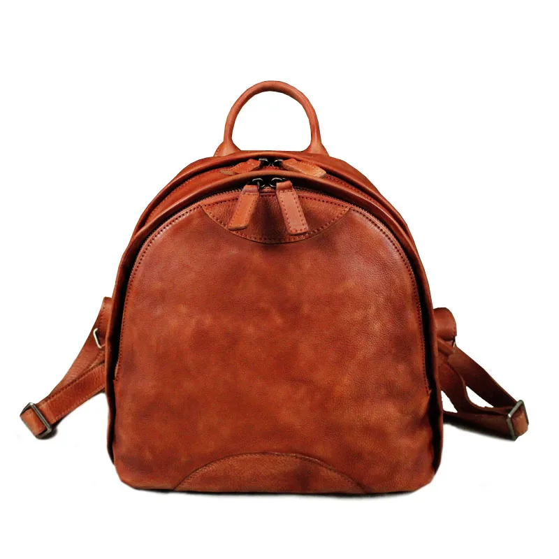 

Vintage Casual Designer Genuine First Layer Cowhide Hand Painting Girls Small Red Backpack Ladies Women Leather Travel Backpack