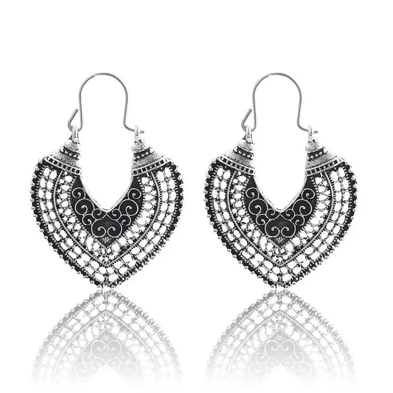 

New Boho 2018 Fashion Flower Boho Earrings For Women Jewelry Ethnic Long Zinc Alloy Drop Earrings Enamel Vintage Earrings
