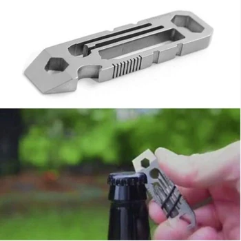 

New Portable Stainless Steel Tiny Ratchet Multi-Tool Key-Chain Bottle Opener Key Ring Imperial Ruler Storage Bands