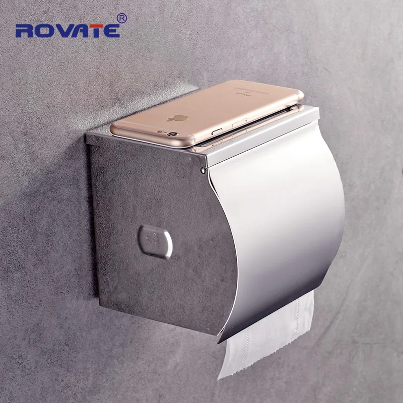 Telgoner Toilettenpapierhalter Ohne Bohren mit Ablage 14.5x10x10 Zentimeter klorollenhalter Selbstklebend SUS304 Edelstahl Rollenhalter Wandhalterung Klopapierhalter wc Papier Halterung