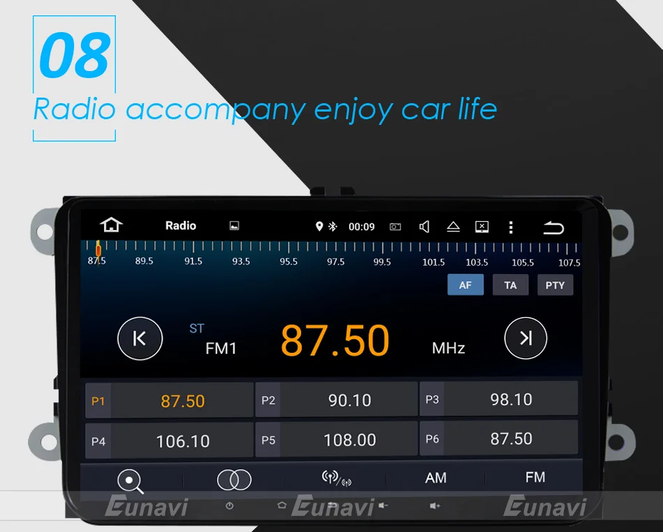 Clearance Eunavi 2 Din 9 inch Quad core Android 8.1 car dvd GPS for VW Polo Jetta Tiguan passat b6 cc fabia mirror link wifi Radio  in d 13