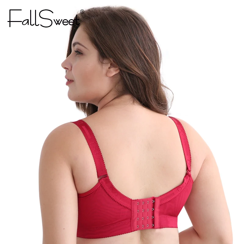 FallSweet Unlined Wire Free Women Bra Full Coverage Push Up Brassiere 36 38 40 42 44 46 Big Size Women Underwear