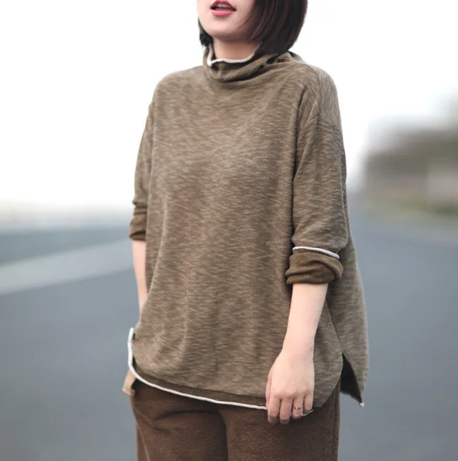 

YoYiKamomo Spring Autumn Sweater Women 2019 Turtleneck Thin Knit Pullovers Long Sleeve Korean Fashion Loose Women Tops