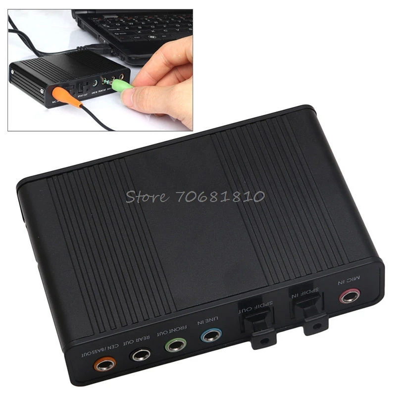 USB 5.1 Channel External Optical Audio Fiber Sound Card S/PDIF For Laptop PC Drop Shipping | Компьютеры и офис
