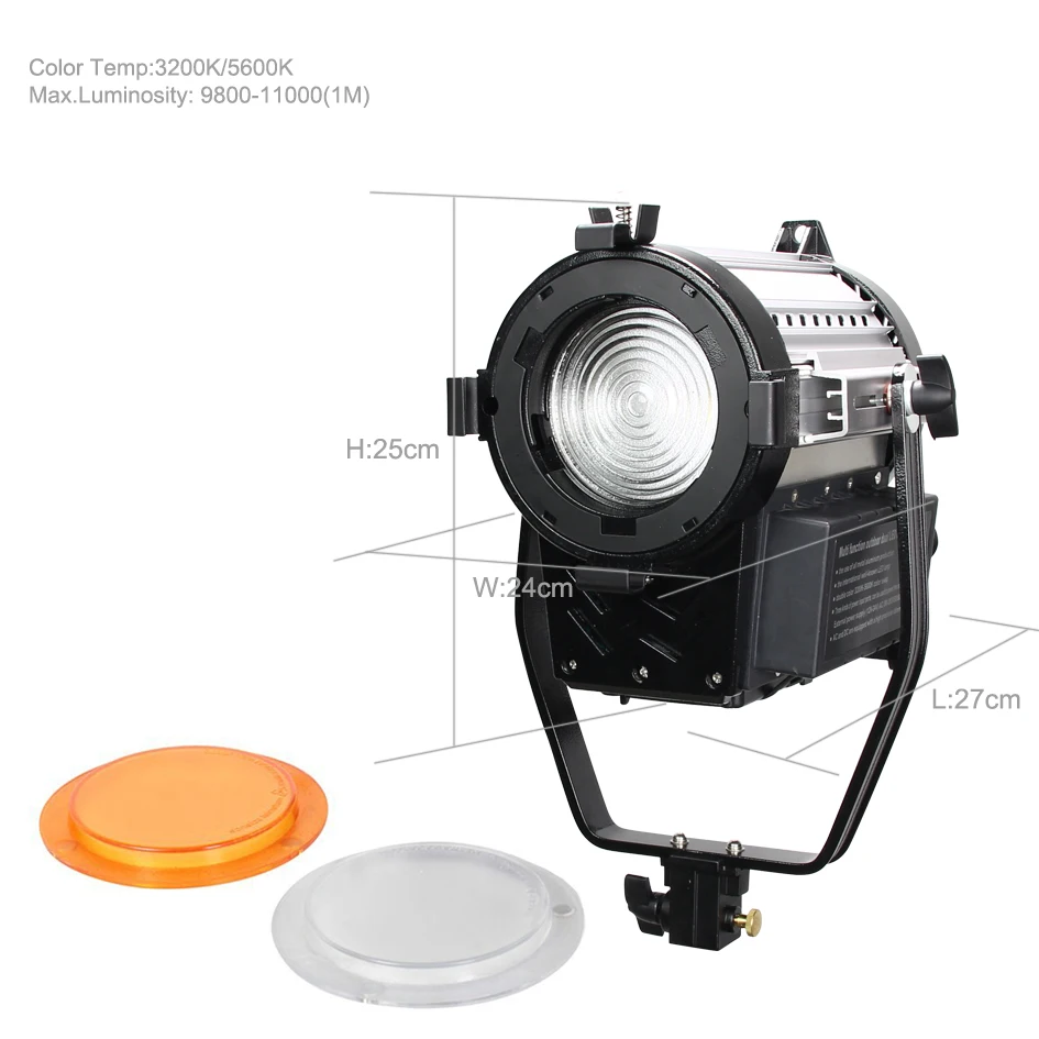 ALUMOTECH-Fresnel-Dimming-120W-Bi-color-LED-Spotlight-With-V-lock-Mount-For-Photography-Studio-Video(2)