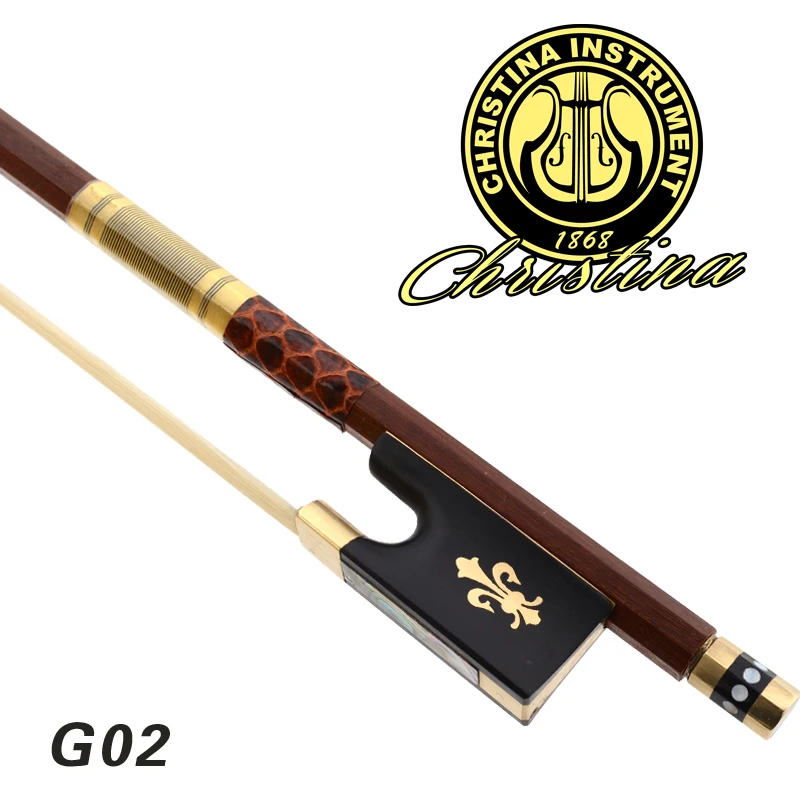 

High quality Violin Bow Christina G02 1/8 1/4 1/2 3/4 4/4 violin bow brazil wood white horse hair fiddle bow Violin accessories