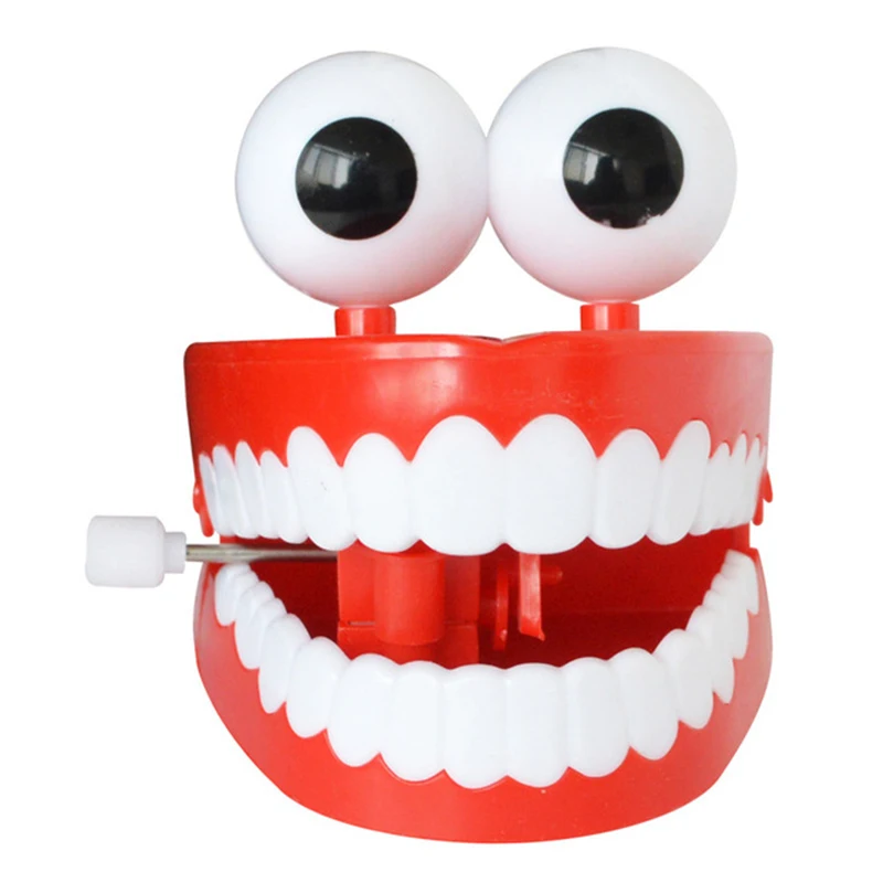 

Novelty Dentures Clockwork Fun Toy Teeth Clockwork Beating On The Chain Classic Toys Halloween Funny Teeth Model Toys Kids Gifts