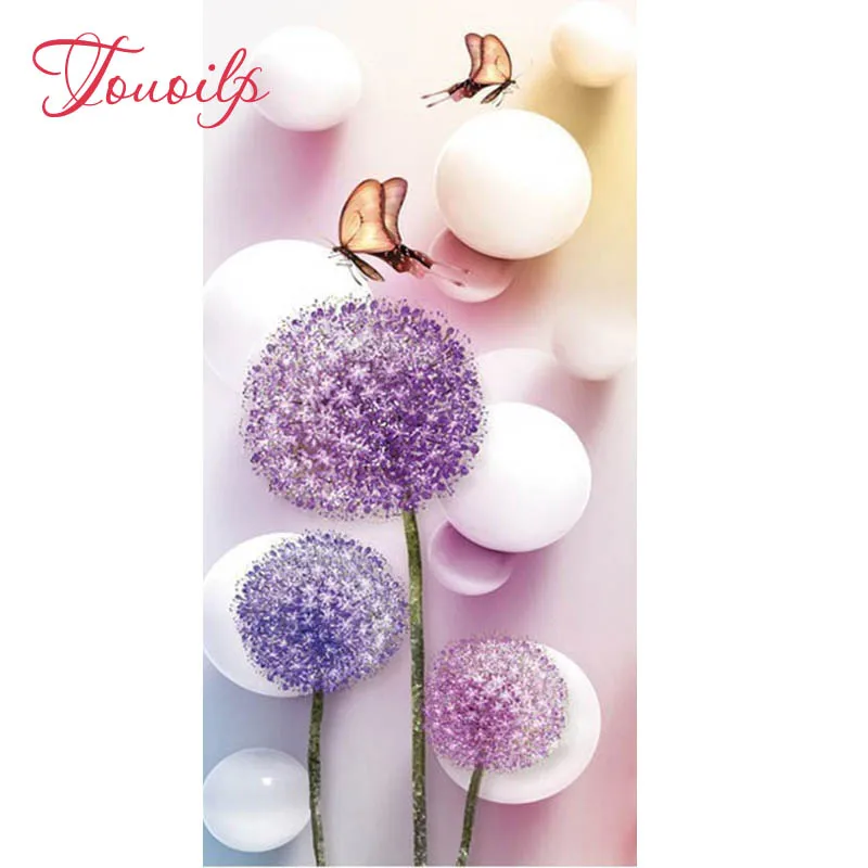 TOUOILP 5D DIY Diamond Painting Full Square/Round Drill &quot purple Dandelion 3D Embroidery Cross Stitch Mosaic Home Decor | Дом и сад