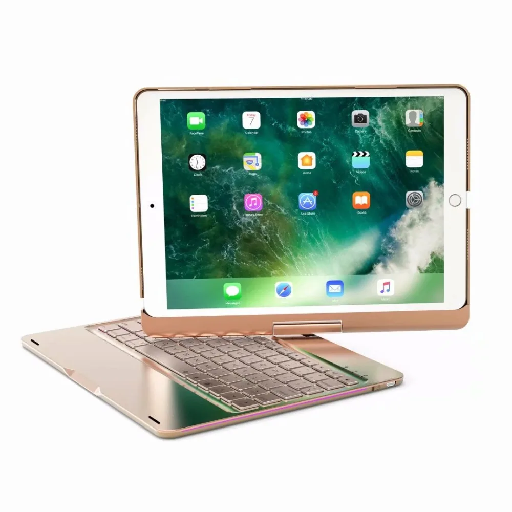  Rotating 360 Degree Backlit Light Wireless Bluetooth Keyboard Rotary Cover Case For Apple iPad Pro 