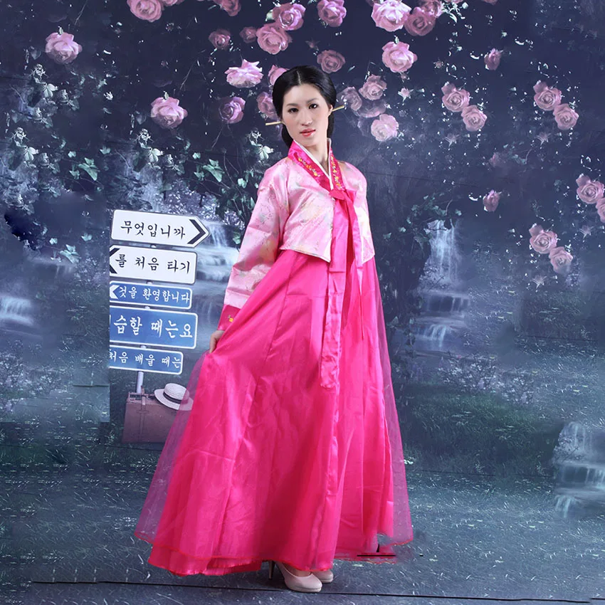 

Korean Hanbok Traditional Style National Yarn Dress for Women Wedding Dance Performance Costume Elegant Clothing Retro Party