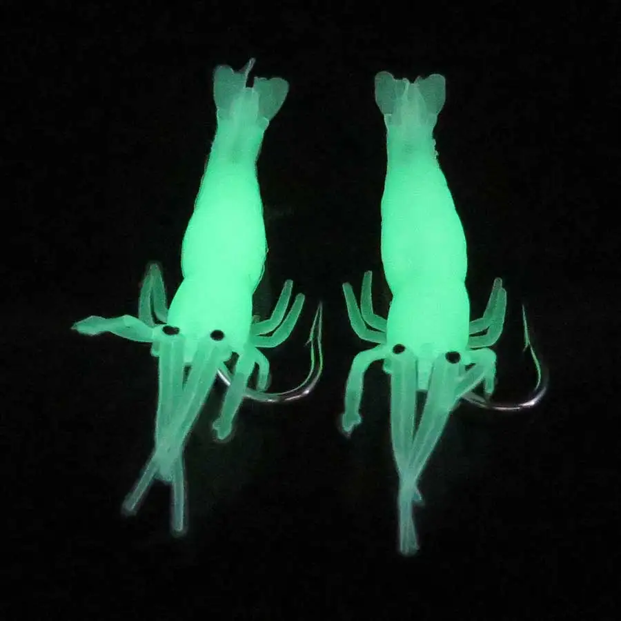 

10pcs fishing lure luminous shrimp soft lure with very sharp hooked spinner bait soft bait worm lures fishing bait